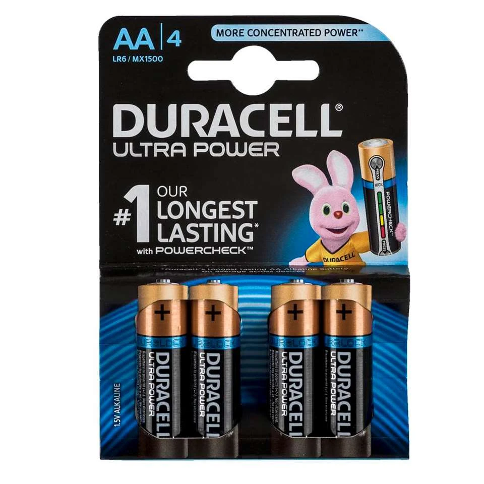 Duracell Ultrapower AA Alkaline Batterijen - 4 Stuks 1 Duracell Ultrapower AA Alkaline Batterijen - 4 Stuks