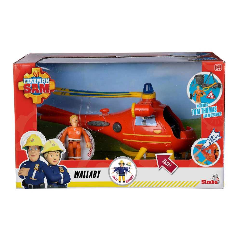 SIMBA Brandweerman Sam Wallaby Helikopter Met Speelfiguur Tom Thomas 1 SIMBA Brandweerman Sam Wallaby Helikopter Met Speelfiguur Tom Thomas